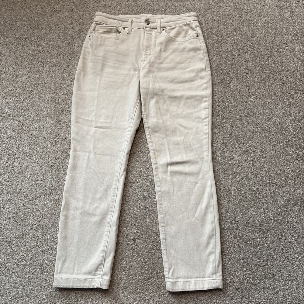 Good American Cream Straight Leg Jeans